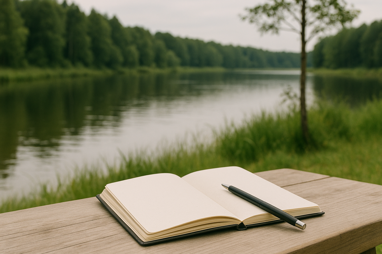 Calm reflection setting for a men's wellness article.