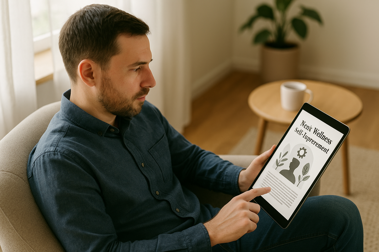 Discreet editorial setting for a men's wellness article.